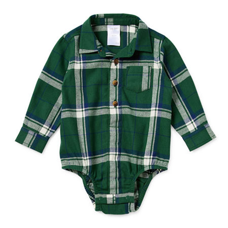 Okie Dokie Baby Boys Long Sleeve Bodysuit, 24 Months, Green