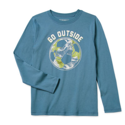 Thereabouts Little & Big Boys Adaptive Crew Neck Long Sleeve Graphic T-Shirt