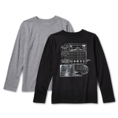 Thereabouts Little & Big Boys 2-pc. Crew Neck Long Sleeve Graphic T-Shirt