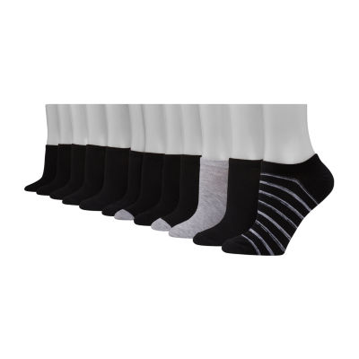 Hanes Lightweight Womens Multi-Pack 12 Pair Plus Tall No Show Socks