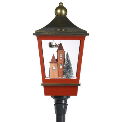 Roman 75in Led Snowing Tower Lantern Plays Music Christmas Tabletop Decor