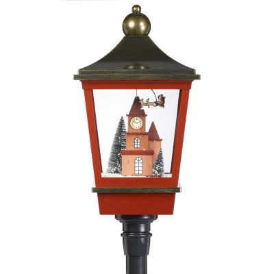 Roman 75in Led Snowing Tower Lantern Plays Music Christmas Tabletop Decor