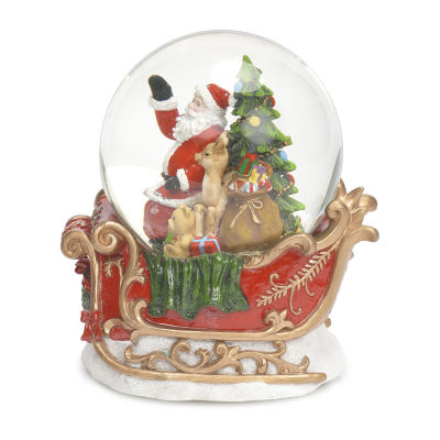 Roman 6.7in Musical Led Swirl Dome Santa Plays Music Christmas Tabletop Decor