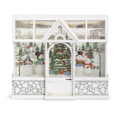 Roman 8in Led Swirl Snowman Choir Christmas Snow Globe