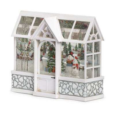 Roman 8in Led Swirl Snowman Choir Christmas Snow Globe