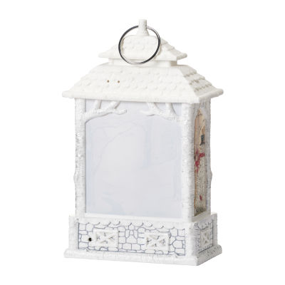 Roman 10.5in Led Swirl Snowy Lantern Christmas Tabletop Decor