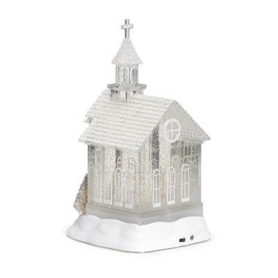 Roman 10.25in Led Swirl White Church Christmas Tabletop Decor