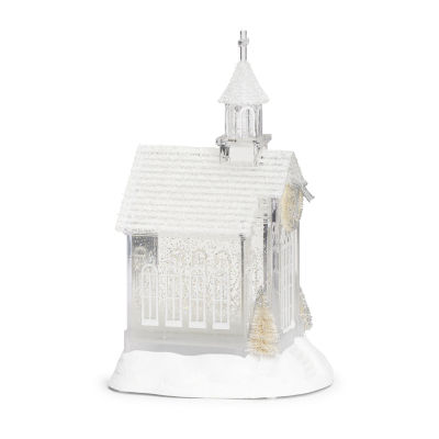 Roman 10.25in Led Swirl White Church Christmas Tabletop Decor