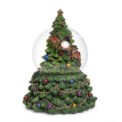 Roman 7.5 In Musical Tree Dome Santa Christmas Snow Globe