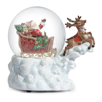 Roman 5.7in Music Santa Sleigh-Dome Snow Globe