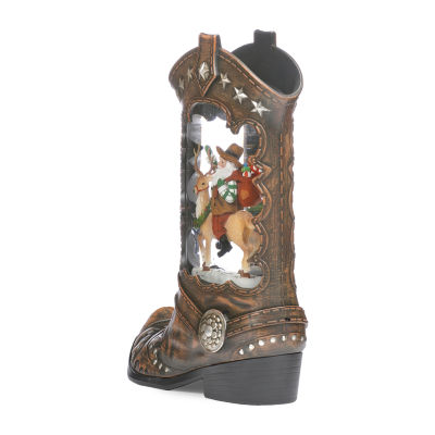 Roman 10in Lighted Swirl Boot With Santa Christmas Tabletop Decor