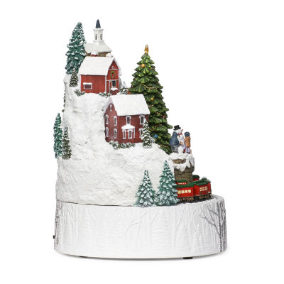 Roman 11in Musical Lighted Mountain Plays Music Christmas Tabletop Decor