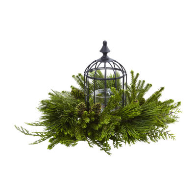 Nearly Natural Pine Birdhouse Candelabrum Artificial Flowers