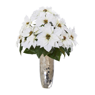 Nearly Natural Poinst Cylinder Vase Artificial Flowers