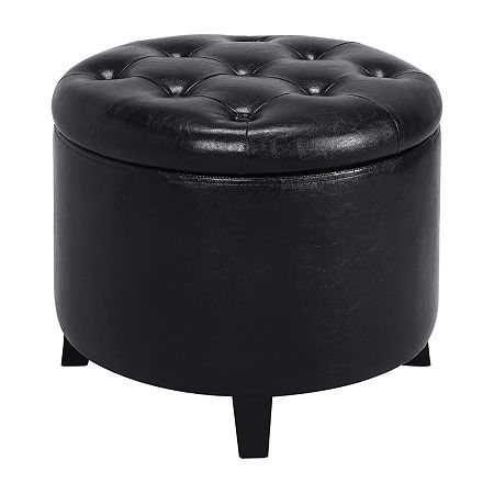 Designs4Comfort Round Ottoman, One Size, Black