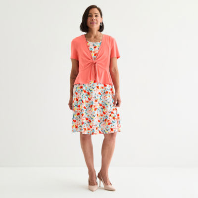 Perceptions Womens Floral Jacket Dress