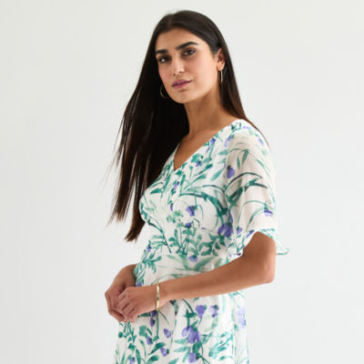 slim fit dress slacks Short Sleeve Flare Midi Dress with Pockets Solid  iconic luxe