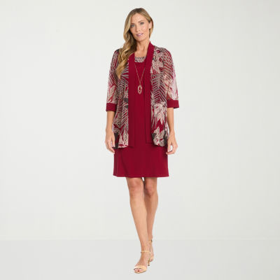 R&M Richards Women's Jacket Dress With Side Slit - Glitter & Rhinestone Evening Cocktail Dress - View #8