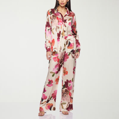 Premier Amour Floral Womens Mid Rise Straight Pull-On Pant