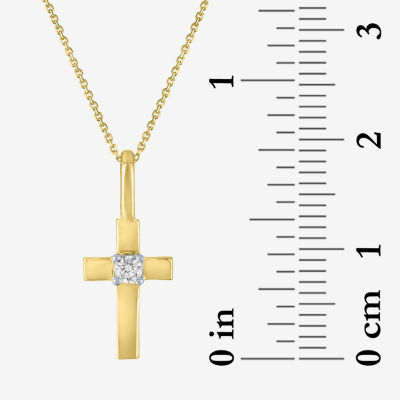Cross (Gh / Si2 I1) Womens Diamond Accent Lab Grown White Diamond 10K Gold Cross 16 Inch Pendant Necklace