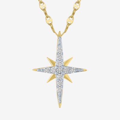 North Star (G-H / Si2 I1) Womens 1/6 CT. T.W. Lab Grown White Diamond 10K Gold Star 16 Inch Pendant Necklace