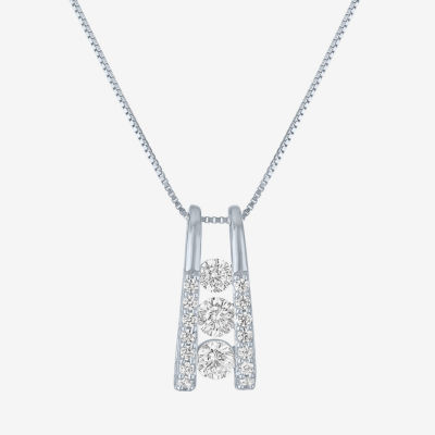 (G-H / Si2 - I1) Womens 1/3 CT. T.W. Lab Grown White Diamond 10K White Gold 16 Inch Pendant Necklace