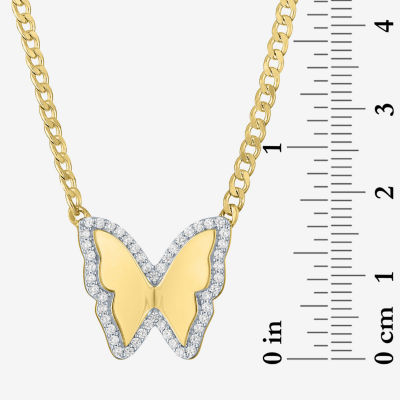 Diamond Addiction (G-H Womens 1/4 CT. T.W. Lab Grown White Diamond 14K Gold Over Silver Sterling Silver Butterfly 16 Inch Pendant Necklace
