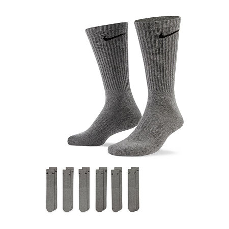 Nike Everyday Cushioned 6 Pair Crew Socks Unisex Adult, Large, Gray