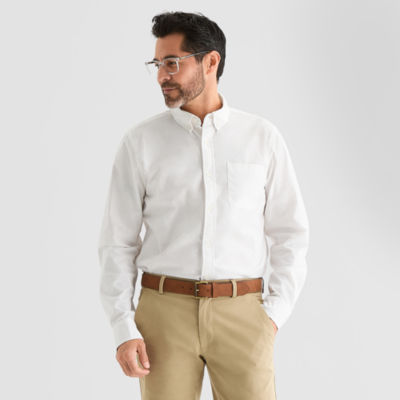 St. John's Bay Poplin Mens Long Sleeve Classic Fit Button-Down Shirt