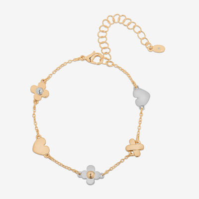 Bijoux Bar Womens 7.5 Inch Solid Link Heart Chain Bracelet