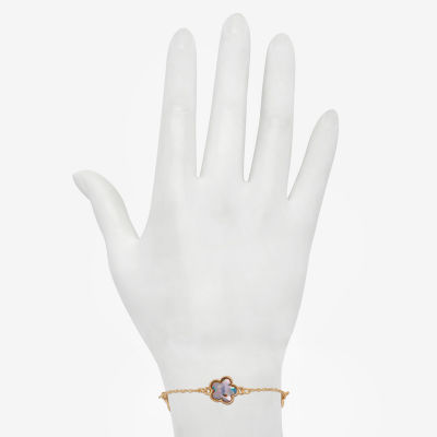 Bijoux Bar Womens 7.5 Inch Solid Link Flower Chain Bracelet