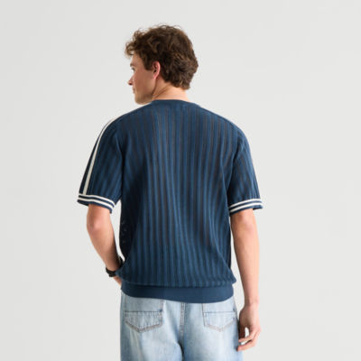 Arizona Mens Crew Neck Short Sleeve Pullover Sweater, Color: Navy