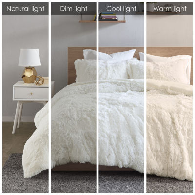 Intelligent Design Leena Shaggy Fur Duvet Cover Set