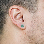 Genuine Green Malachite Sterling Silver 7.5mm Stud Earrings