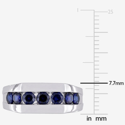 Mens Lab Created Blue Sapphire Sterling Silver Fashion Ring