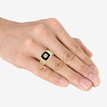 18k Yellow Gold Genuine Onyx Signet Ring