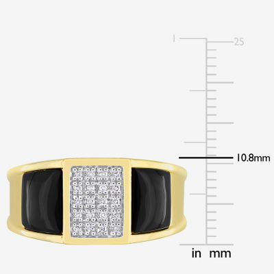 Mens 1/10 CT. T.W. Genuine Black Onyx 18K Gold Over Silver Fashion Ring