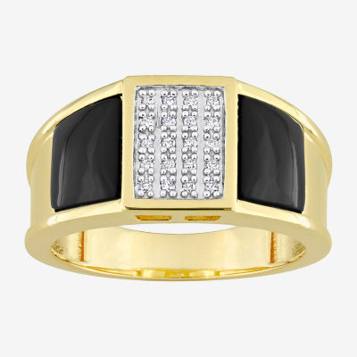 Mens 1/10 CT. T.W. Genuine Black Onyx 18K Gold Over Silver Fashion Ring