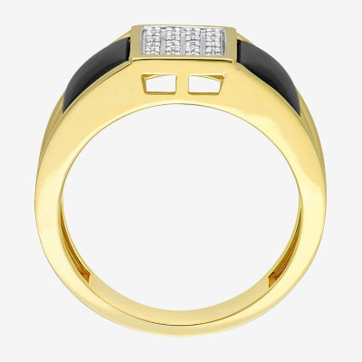 Mens 1/10 CT. T.W. Genuine Black Onyx 18K Gold Over Silver Fashion Ring