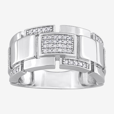 Mens 1/4 CT. T.W. Natural White Diamond Sterling Silver Fashion Ring