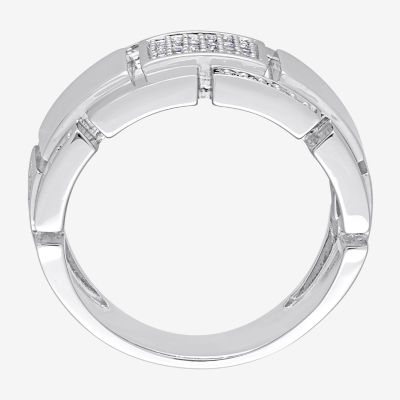 Mens 1/4 CT. T.W. Natural White Diamond Sterling Silver Fashion Ring