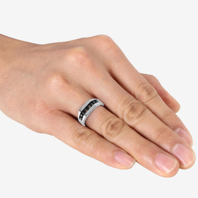 Mens 1 CT. T.W. Natural Black Diamond Sterling Silver Fashion Ring