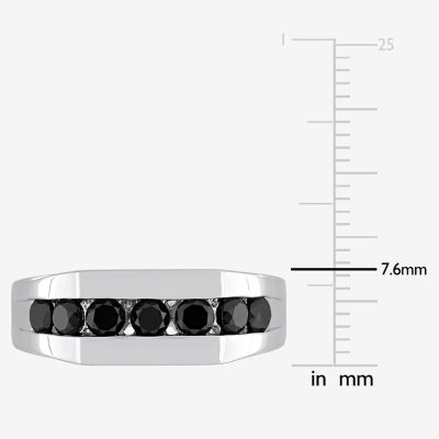 Mens 1 CT. T.W. Natural Black Diamond Sterling Silver Fashion Ring