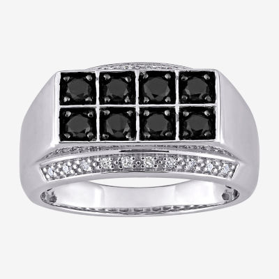 Mens 1 CT. T.W. Natural Black Diamond Sterling Silver Fashion Ring