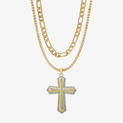 Mens Cubic Zirconia Stainless Steel Cross 2-pc. Jewelry Set