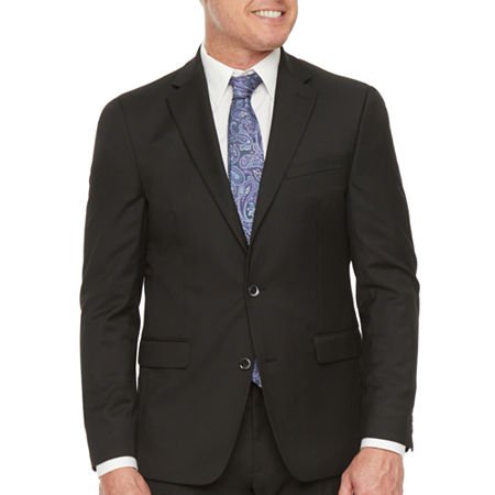 Van Heusen Cool Flex Mens Stretch Fabric Slim Fit Suit Jacket, 44 Long, Black