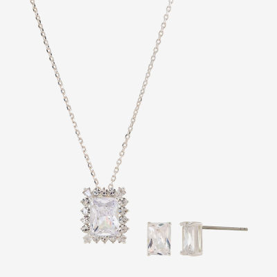 Sparkle Allure Halo 2-pc. Cubic Zirconia Pure Silver Over Brass Square Jewelry Set