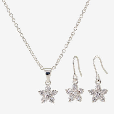 Sparkle Allure 2-pc. Cubic Zirconia Pure Silver Over Brass Flower Jewelry Set