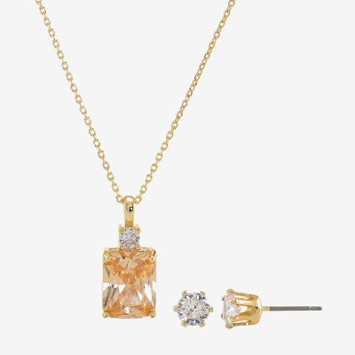 Sparkle Allure 2-pc. Cubic Zirconia 14K Gold Over Brass Rectangular Jewelry Set