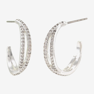 Sparkle Allure Cubic Zirconia Pure Silver Over Brass Round Hoop Earrings